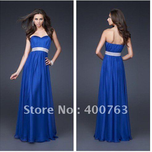Gorgeous Empire crystals accenting the waist Chiffon Evening Dinner Dress