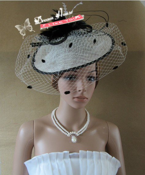 Gorgeous Kate's Hat Tulle Linen With Feather  Wedding Hat/Ball hat/Headpiece/Carnival Hat XBC-D355 Free Shipping