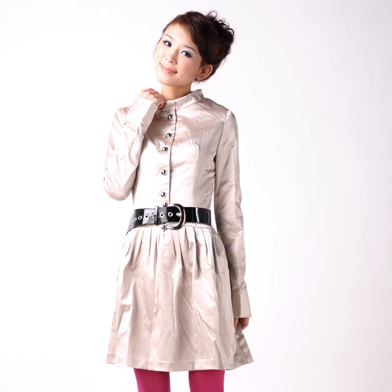Gorgeous silk light fabric japanned leather belt princess one-piece dress 2012 spring