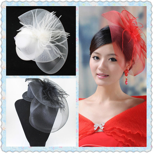 Gorgeous Tull With Feather Ostrich Fluff Wedding Bridal Hat/Wedding Flower/Bridal Headpiece LYR-LM001 Free Shipping