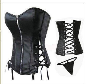 gothic black leather royal corset underwear q9014