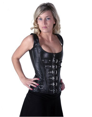 Goths royal black leather shoulder strap shaper small vest corselets 5185