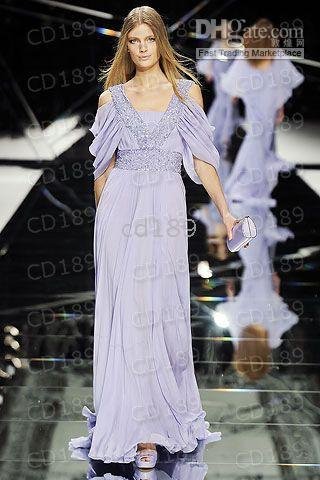Gowns Any size! stunning floor-length paillettes pleats chiffon Formal