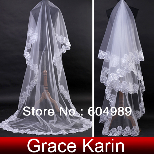 Grace Karin 2.7M Bride Bridal Wedding Cathedral Lace Edge Long Veil, White Free Shipping CL2641