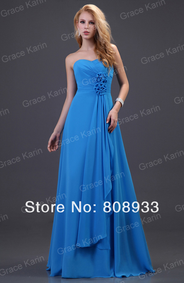 Grace Karin Brand! Fast Delivery! Most Beautiful Long Sweetheart Blue Designer Prom Dresses, Long Evening Party Gown CL3420