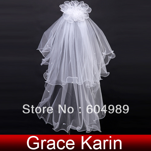 Grace Karin Free Shipping 1pc 2T Bride Bridal Wedding Cathedral Pencil Edge Veil CL2637