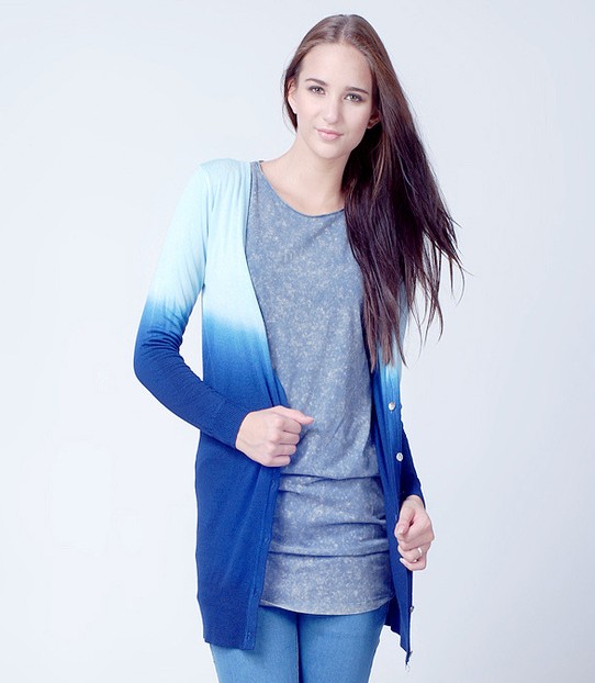 gradient color all-match sweater female outerwear top long design long-sleeve cardigan air conditioning shirt