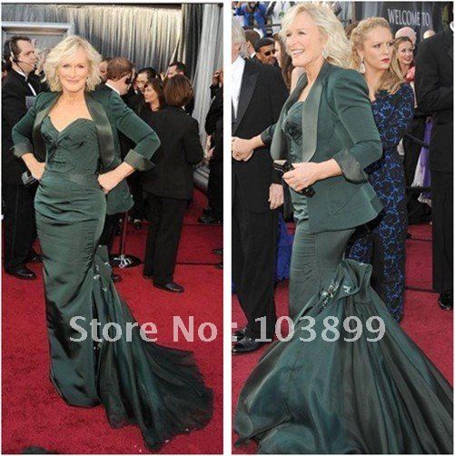 Grand Mermaid Dark Green Celebtity Dress with Jacket on Oscar