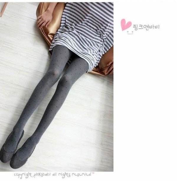 Gray black dot jacquard Pantyhose Stockings/Tights Free Shipping 1518