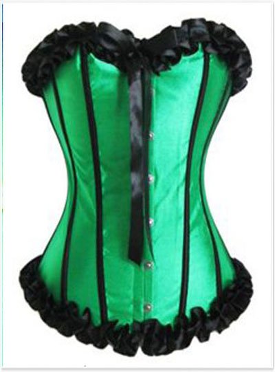 Green and black flower overbust corset Free shipping - qm2035green