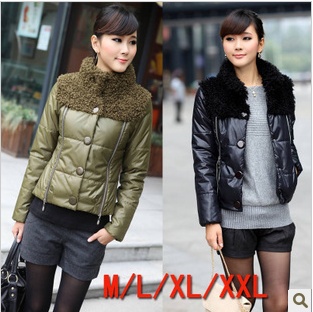 Green,Black Vintage Freeshipping Hot Sale 2013 Spring Women's Mandarine Fur Collar Short Outwear Cotton Padded Jacket   M-XXL