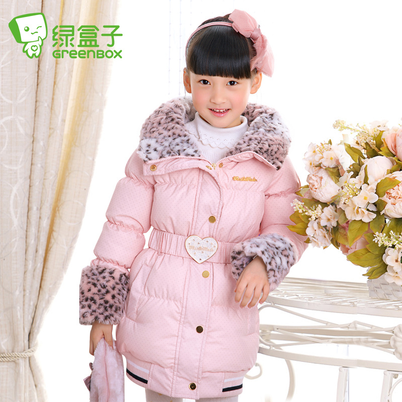 Green box children's clothing female child down coat child fur collar down coat outerwear winter thickening