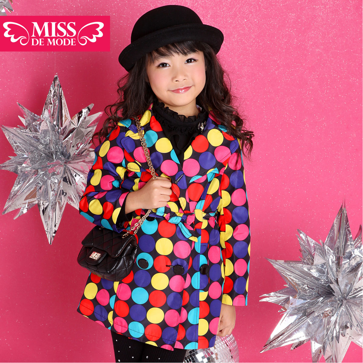 Green box children's clothing female child pull style multicolour polka dot trench outerwear 2013 spring