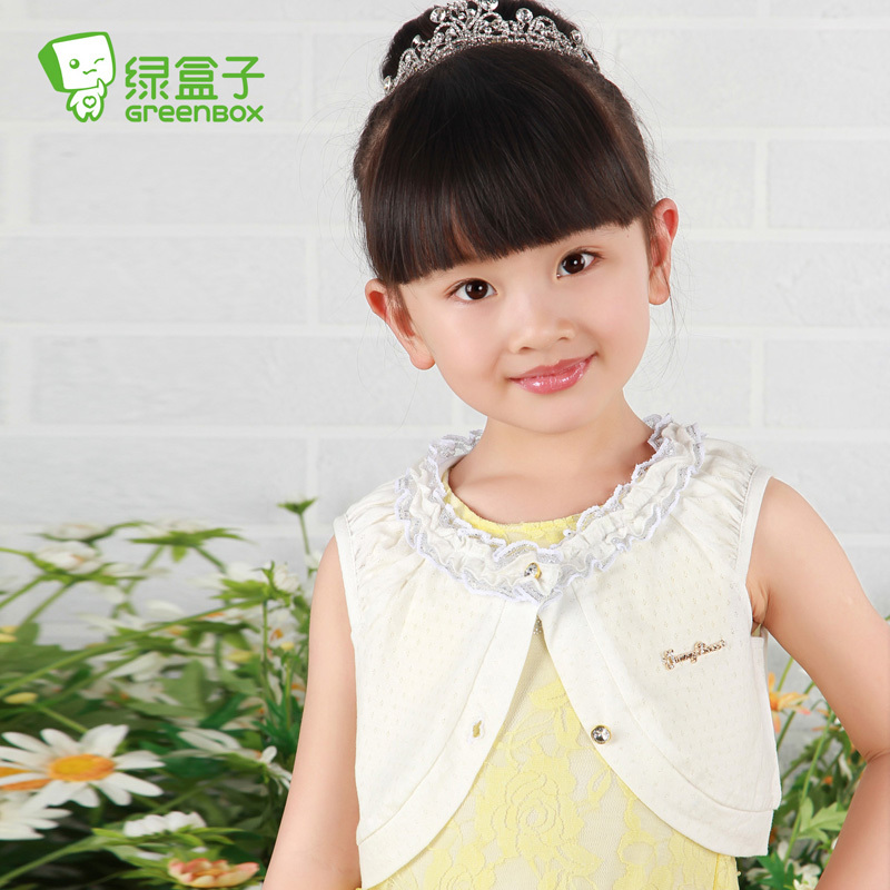 Green box children's clothing girls childrens fashion all-match small cape outerwear pumping childrens outerwear summer