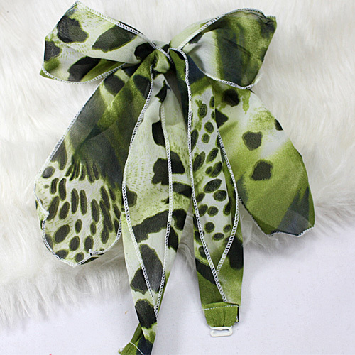 Green leopard print single tier gauze chiffon big bow halter-neck shoulder strap underwear belt bra shoulder strap