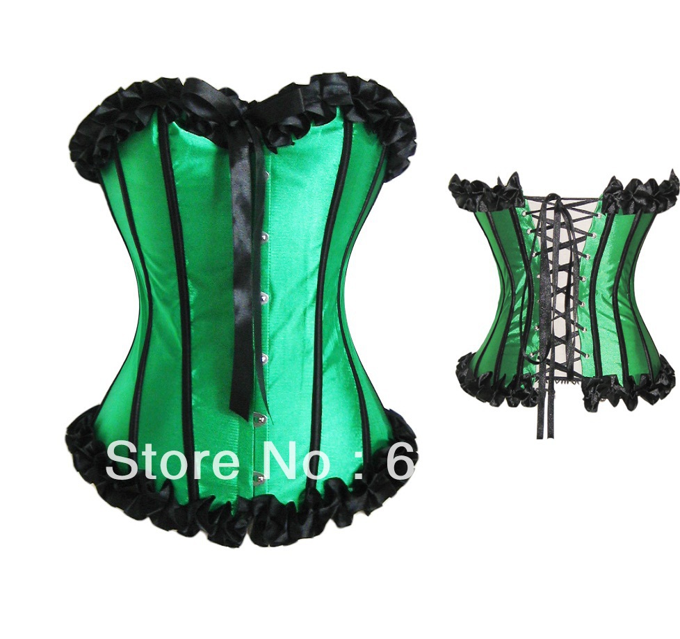 Green Strapless Burlesque Corset + Cheaper price + Free Shipping Cost + Fast Delivery