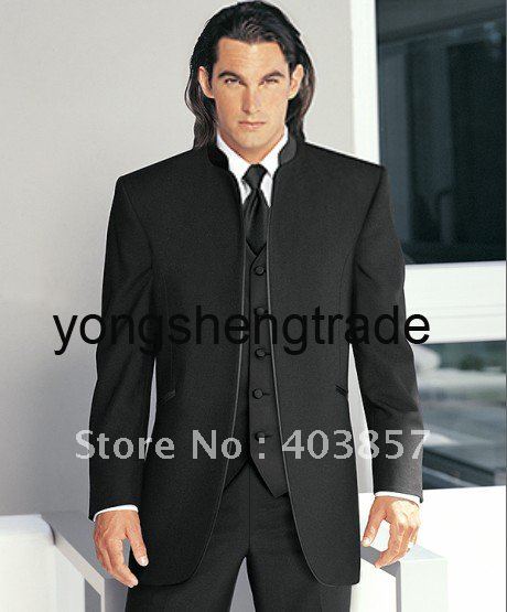 Groom Tuxedos Best man Suit Wedding Groomsman Custom Made Suit (Jacket+Pants+Vest+Tie) Black 702