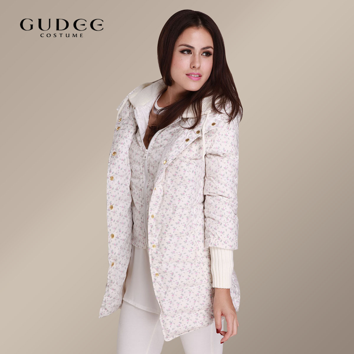 Gudee 2012 vintage fresh print pattern down coat