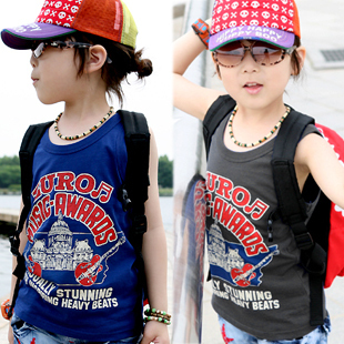 Guitar knitted t-shirt vest 2013 summer baby child boys clothing 41b2081