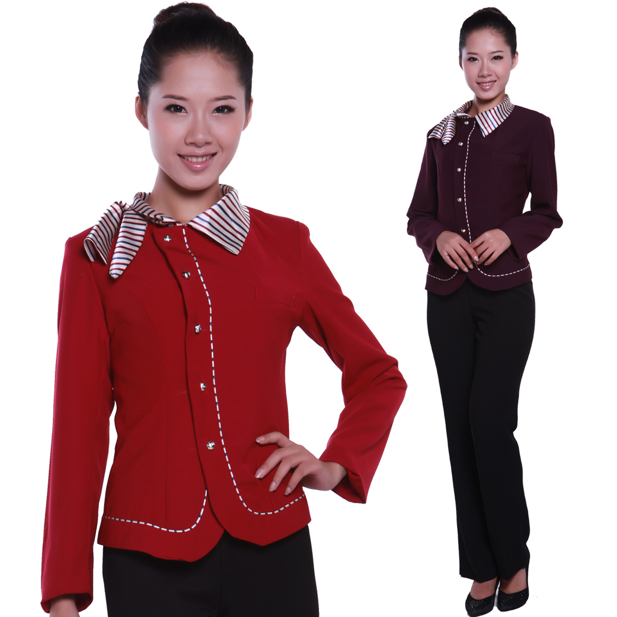 H-53 long-sleeve work wear autumn and winter waiter uniform work wear