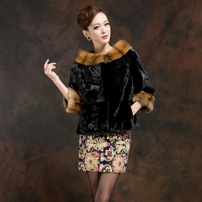H3 h short design mink overcoat female gold fur overcoat fur coat