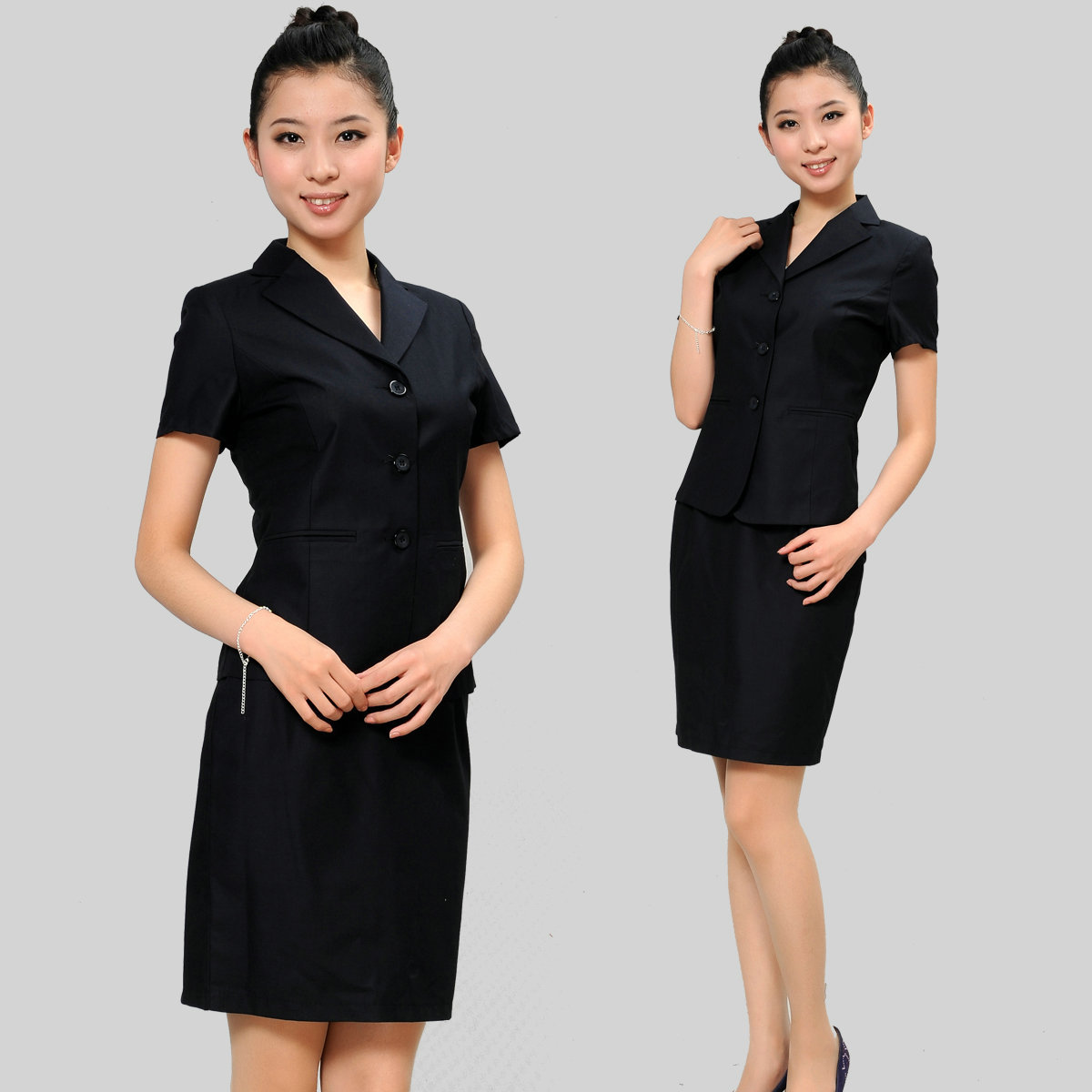 H368 work wear summer female front desk suit short-sleeve uniform professional set