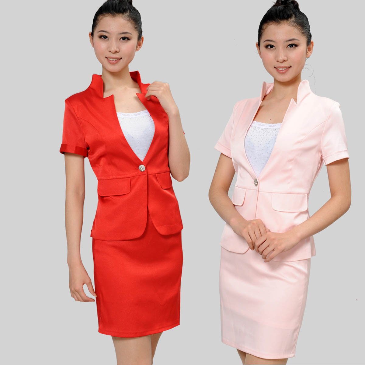 H371 work wear summer female stewardess uniforms front desk professional set blazer