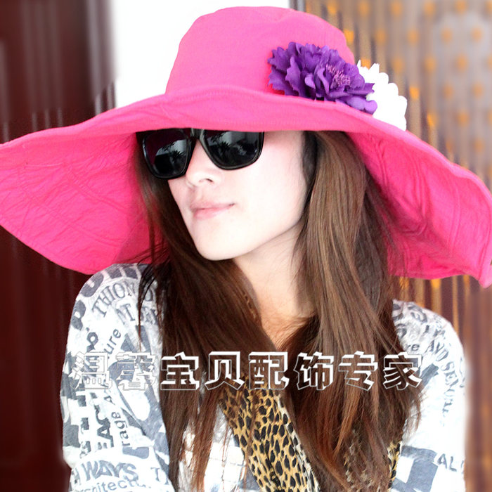 hair sport headband band 17.5 sunbonnet female summer anti-uv sun hat beach cap big along the cap