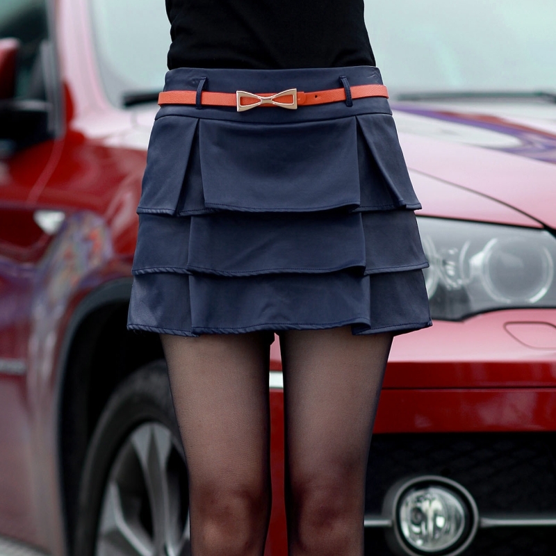 Half-length in winter bust  autumn and winter short  faux leather skirt PU short skirt female leather