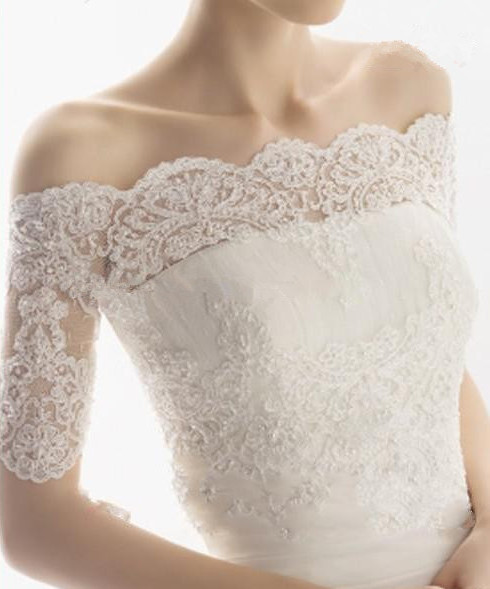 Half sleevees 2012 Off Shoulder Free Shipping Wedding Accessories Bridal Shawl Wrap Bolero Jacket Wedding Dress Lace Custom Made
