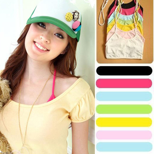 Halter-neck lacing small vest 100% cotton pad candy color tube top bra basic women's around the chest tube top