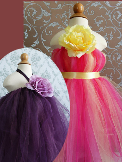 Halter Ribbons  Flower Organza Sleeveless Ankle-Length Lovely Ball Gown Flower Girl Dresses Custom Made Actual image