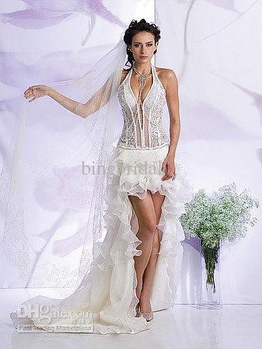 Halter Top Chapel Train Organza wedding dress for brides BB99 Hot Sell A-Line/Princess