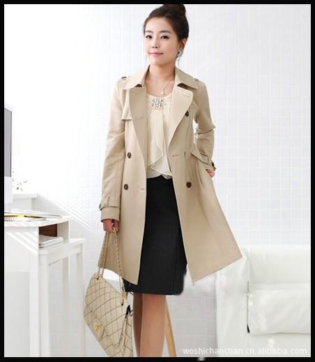 Han 2012 spring new classic temperament epaulette collar double breasted coat 2205