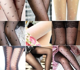 Han edition jacquard core - spun yarn thin butterfly love tights socks