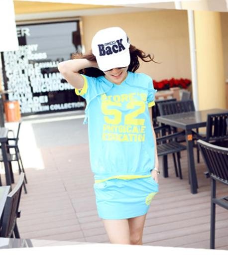 Han edition loose of female money letters leisure short skirt short sleeve clothing, sport suit who two-piece outfit