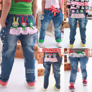 Han Gdition 2013 New Children's Clothing Of spring Soft Children Pants Harlan Height Pants Jeans For Women Of The Girls