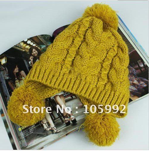 Han2 ban3 fashion lovely wool hat yellow warm knitting female hat