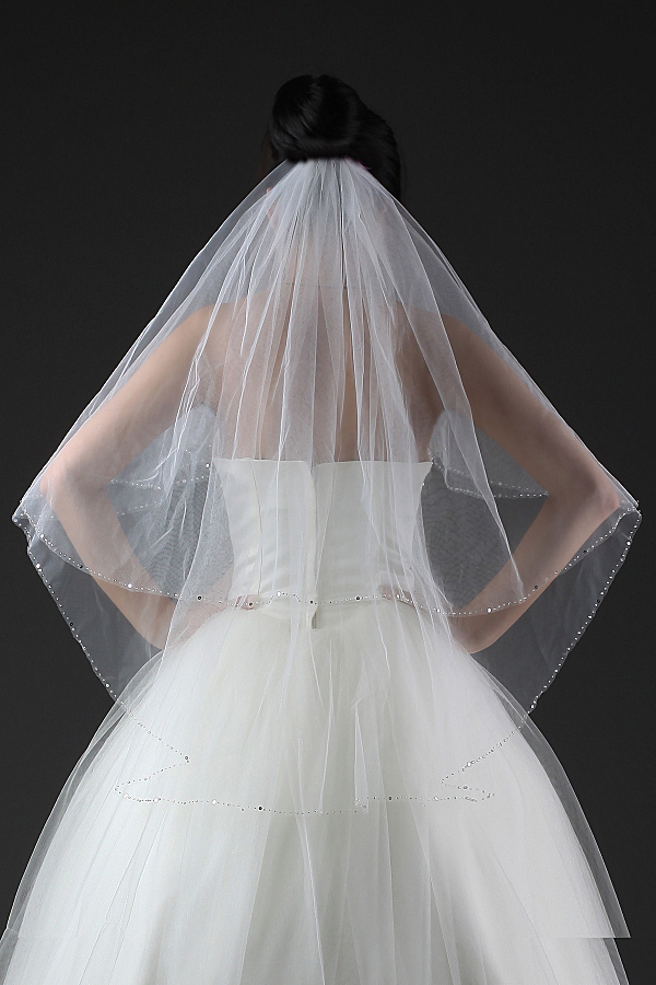 Handmade beading white veil bridal veil wedding dress veil wedding accessories