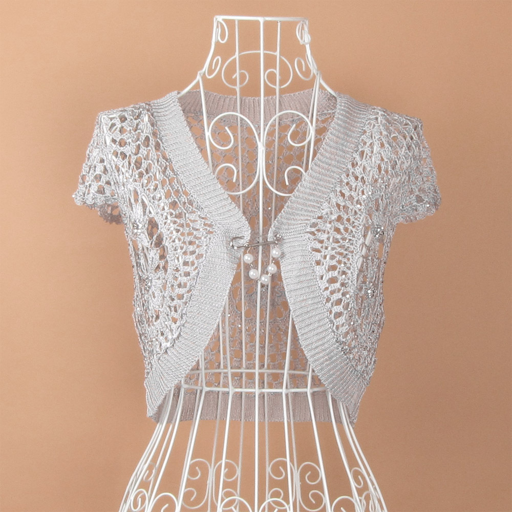 Handmade crochet cotton viscose beaded butterfly type empty thread short-sleeve 551 shrug