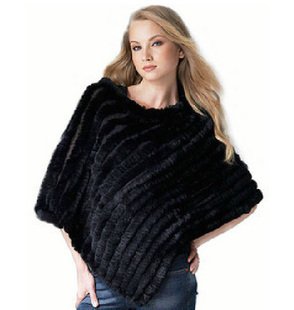 Handmade knitted rabbit fur shawl trigonometric pullover many colors