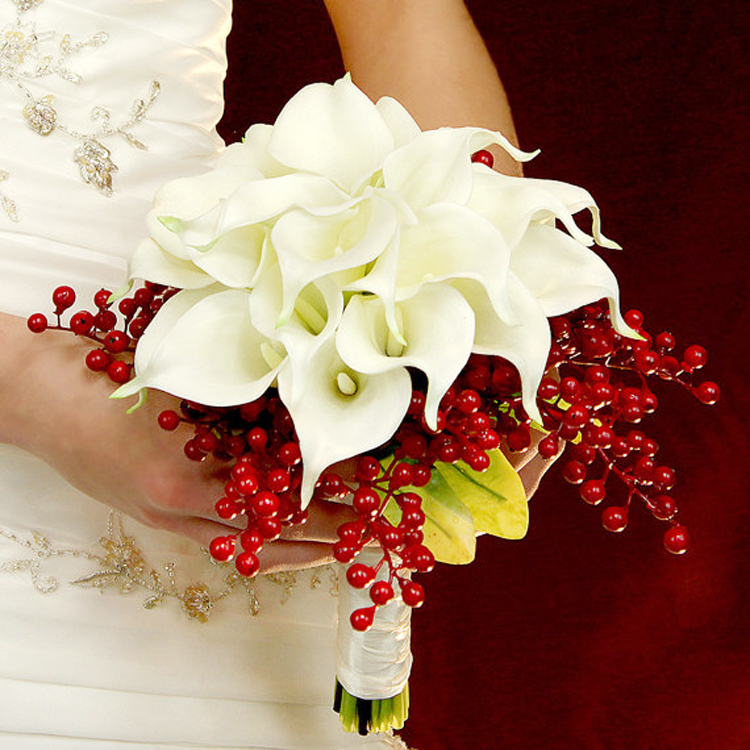 Handmade wedding flower bride holding flowers PU small calla free shipping