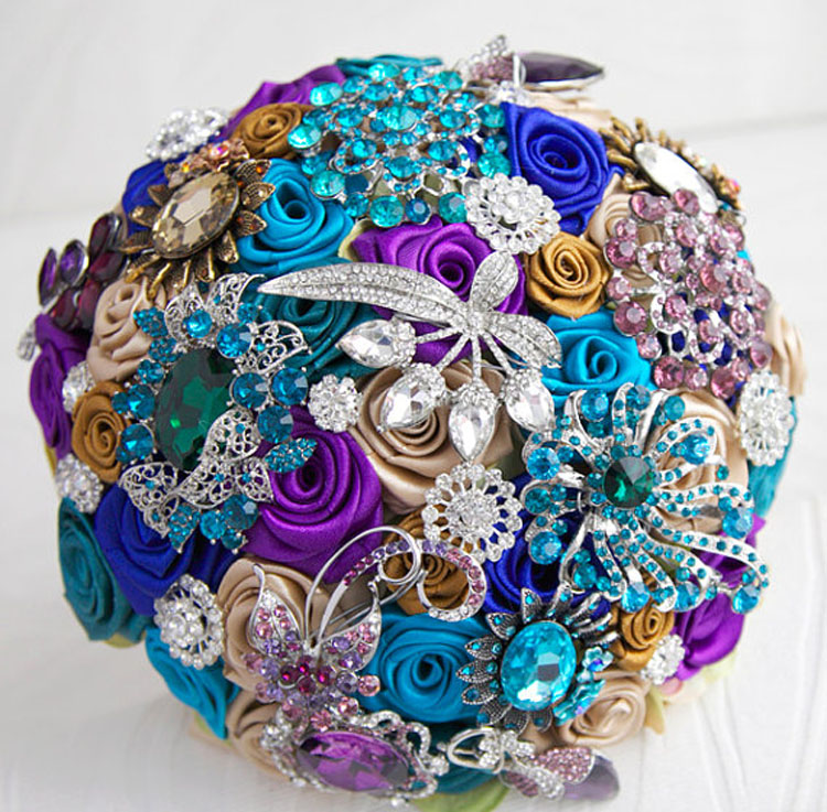 Handmade wedding flower brooch bead holding flowers multicolor free shipping
