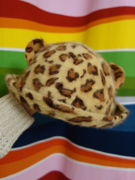 Hannah rabbit fur texture leopard print ear hats