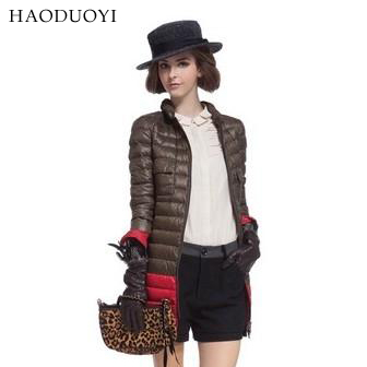 Haoduoyi fashion colorant match elegant long design female down coat 1115330850 6 full