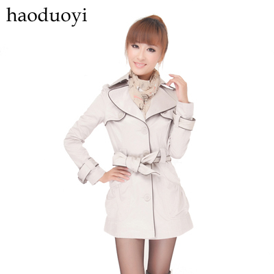 Haoduoyi2011 autumn and winter selvedge decoration slim trench outerwear overcoat beige 5 full