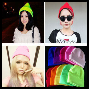 HARAJUKU gd fashion neon hat knitted hat male women's autumn and winter millinery winter pullover knitted hat