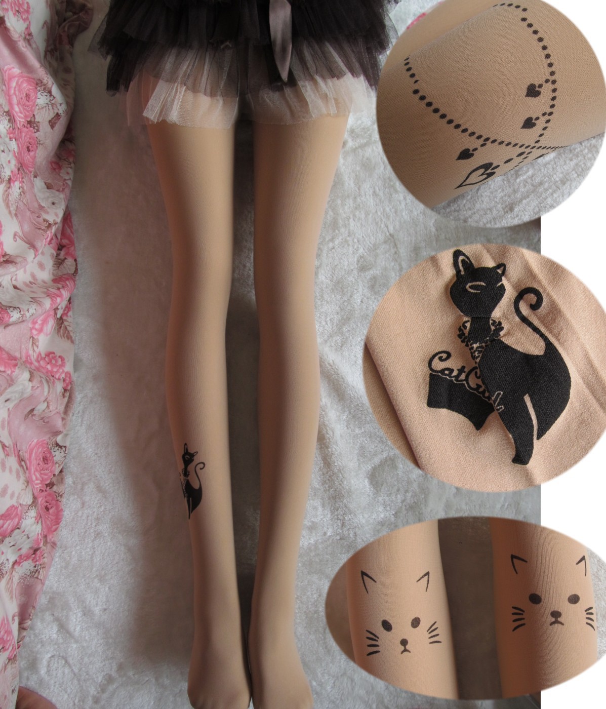 HARAJUKU thickening hanging chain kitten incarcerators socks stockings fashion pantyhose thin meat