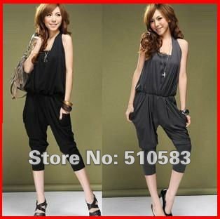 Haren pants Jumpsuit pants trousers summer 2012new black and grey women's dress Free shipping