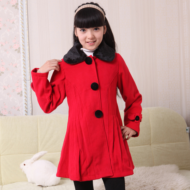 Harry children's clothing female big boy winter child overcoat woolen trench thermal outerwear dm-015